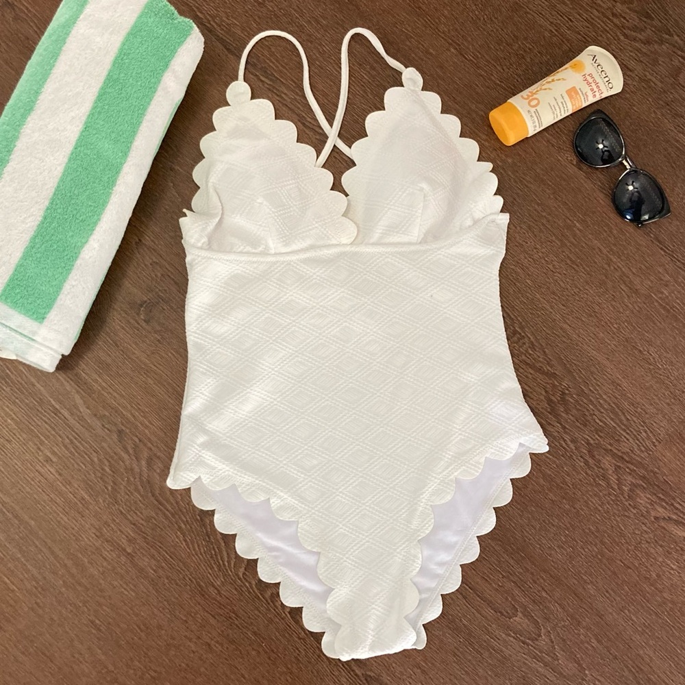 Scalloped White One Piece